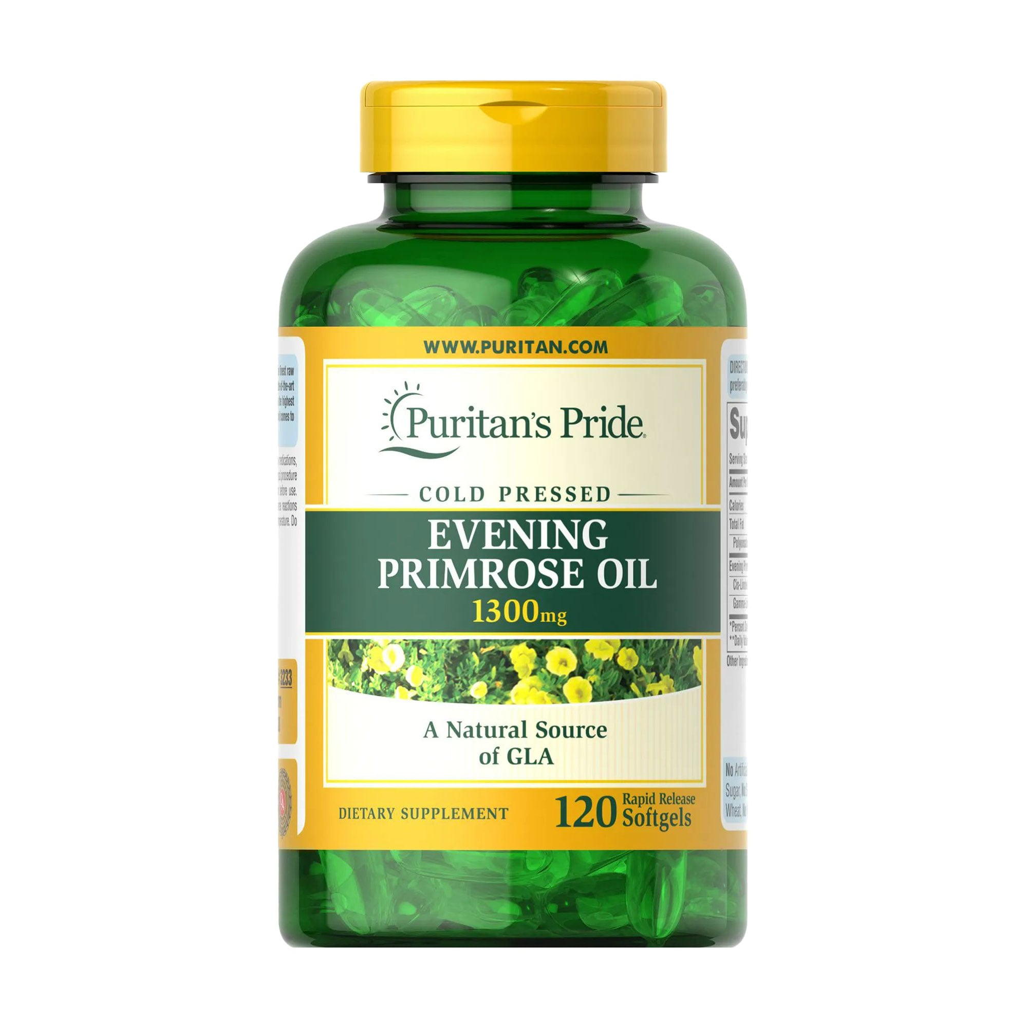 Олія вечірньої примули з ГЛК Puritan's Pride Evening Primrose Oil, 1300 мг, 120 гелевих капсул